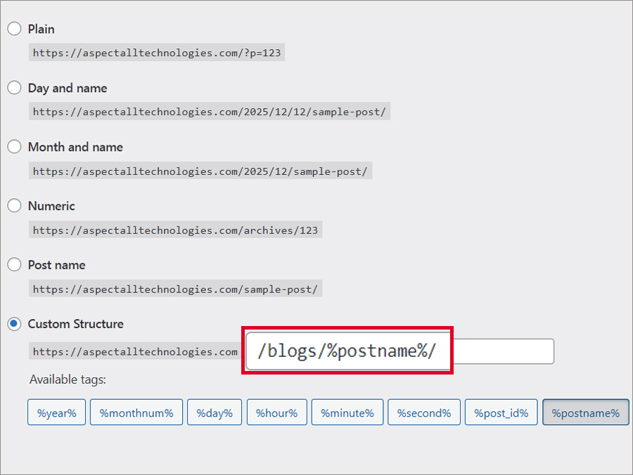 SEO Friendly URL Structure in WordPress Blog Post